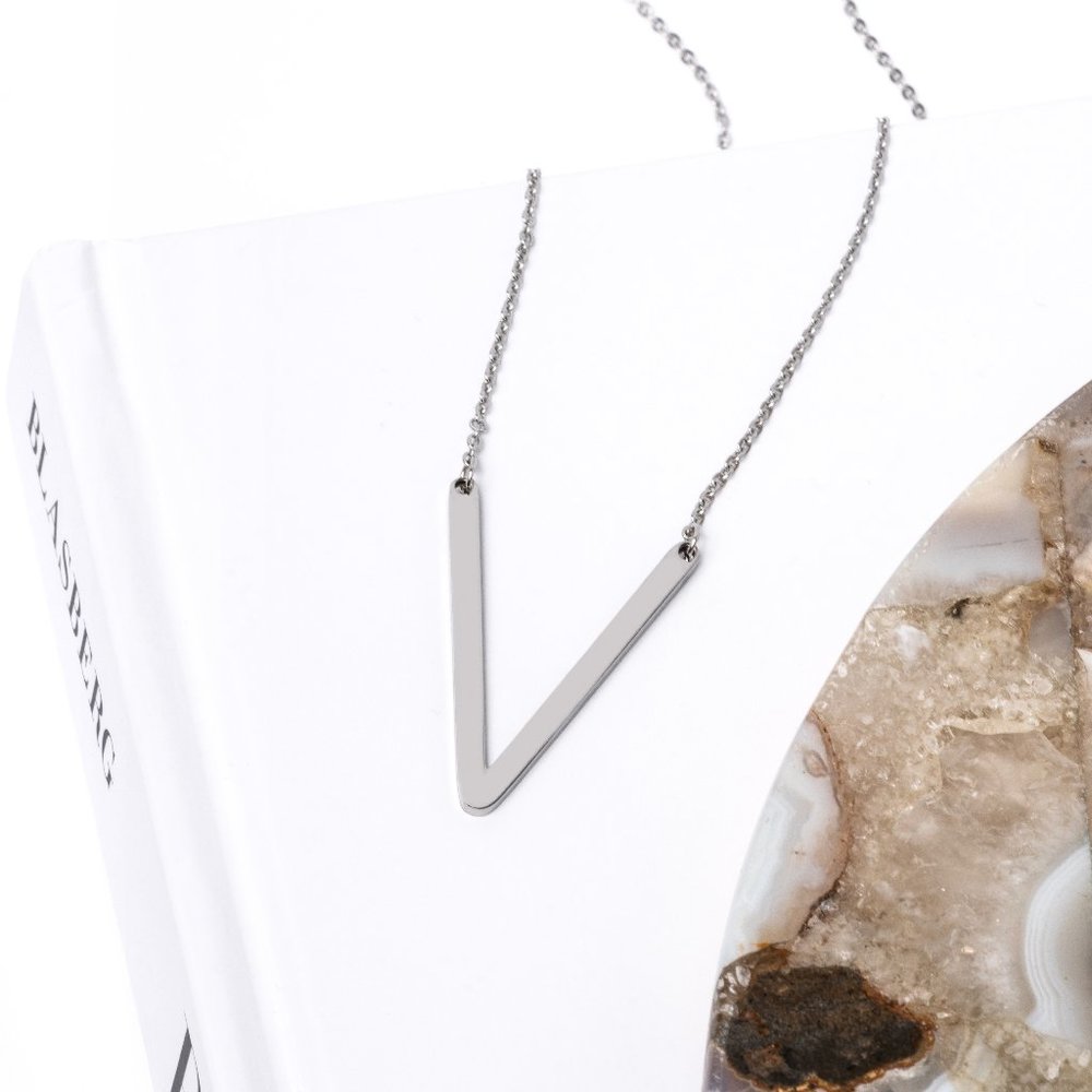Letter V Pendant necklace in Stainless Steel
